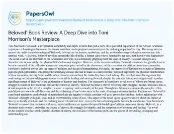 Essay on Beloved’ Book Review: a Deep Dive into Toni Morrison’s Masterpiece