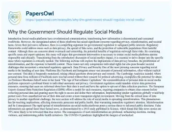 Essay on Why the Government should Regulate Social Media