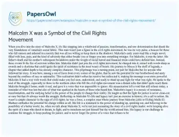 Essay on Malcolm X was a Symbol of the Civil Rights Movement