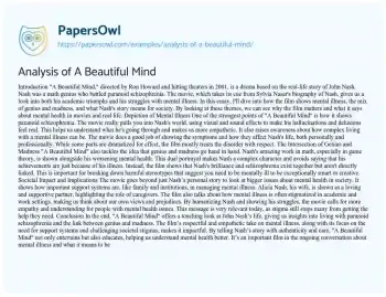 Essay on Analysis of a Beautiful Mind