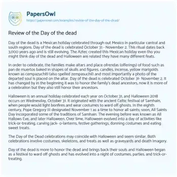 Essay on Review of the Day of the Dead