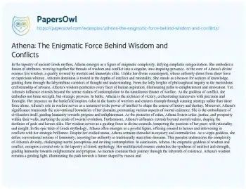 Essay on Athena: the Enigmatic Force Behind Wisdom and Conflicts