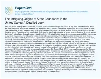 Essay on The Intriguing Origins of State Boundaries in the United States: a Detailed Look