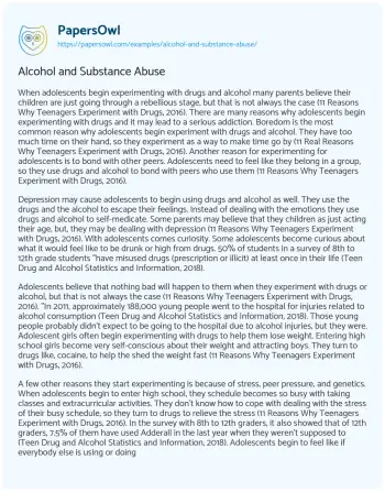 Essay on Alcohol and Substance Abuse