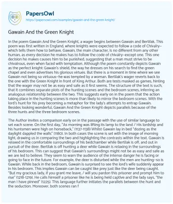 Essay on Gawain and the Green Knight