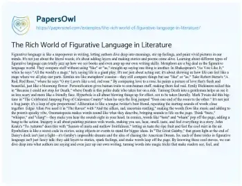 Essay on The Rich World of Figurative Language in Literature