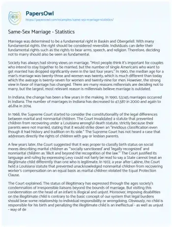 Essay on Same-Sex Marriage – Statistics