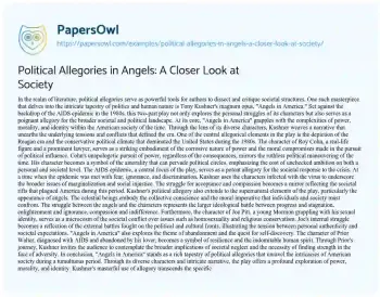 Essay on Political Allegories in Angels: a Closer Look at Society