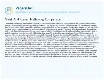 Essay on Greek and Roman Mythology Comparison