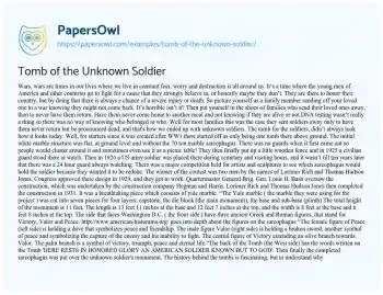 Essay on Tomb of the Unknown Soldier