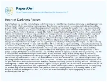 Essay on Heart of Darkness Racism