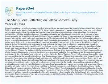 Essay on The Star is Born: Reflecting on Selena Gomez’s Early Years in Texas