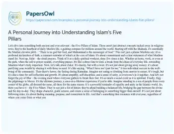 Essay on A Personal Journey into Understanding Islam’s Five Pillars