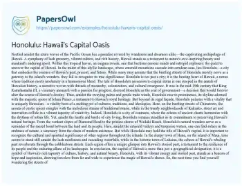 Essay on Honolulu: Hawaii’s Capital Oasis