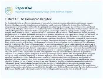 Essay on Culture of the Dominican Republic