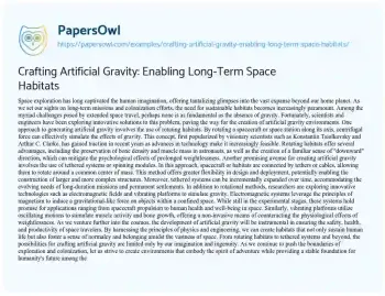 Essay on Crafting Artificial Gravity: Enabling Long-Term Space Habitats