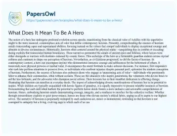 Essay on What does it Mean to be a Hero