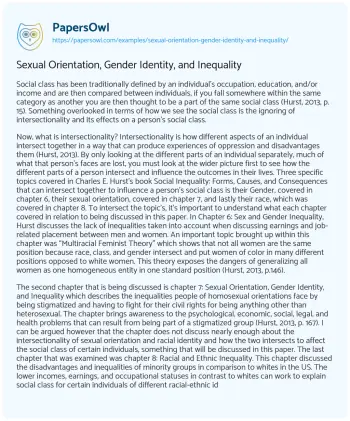 Essay on Sexual Orientation, Gender Identity, and Inequality