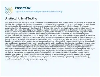 Essay on Unethical Animal Testing