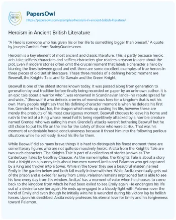 Essay on Heroism in Ancient British Literature