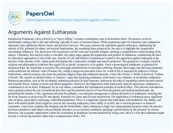 Essay on Arguments against Euthanasia