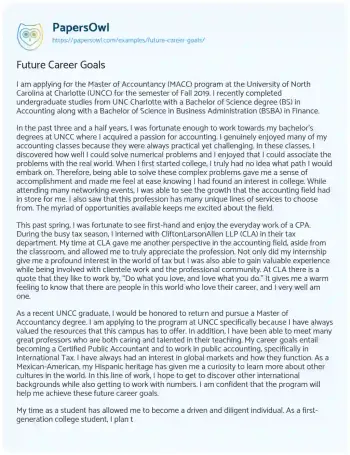 Essay on Future Career Goals