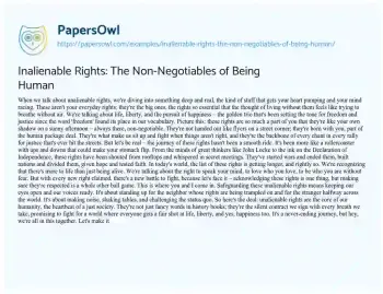 Essay on Inalienable Rights: the Non-Negotiables of being Human