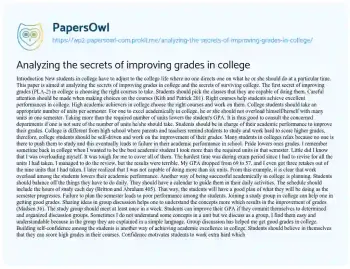 Essay on Analyzing the Secrets of Improving Grades in College