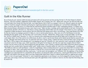 Essay on Guilt in the Kite Runner