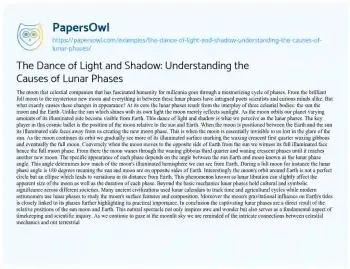 Essay on The Dance of Light and Shadow: Understanding the Causes of Lunar Phases