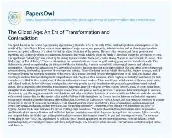 Essay on The Gilded Age: an Era of Transformation and Contradiction