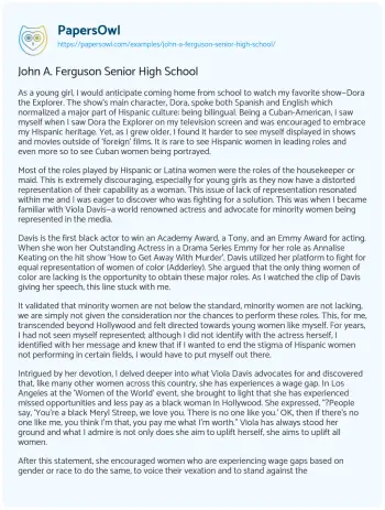 Essay on John A. Ferguson Senior High School