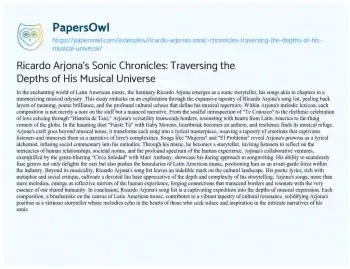 Essay on Ricardo Arjona’s Sonic Chronicles: Traversing the Depths of his Musical Universe