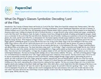 Essay on What do Piggy’s Glasses Symbolize: Decoding ‘Lord of the Flies