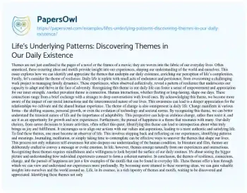 Essay on Life’s Underlying Patterns: Discovering Themes in our Daily Existence