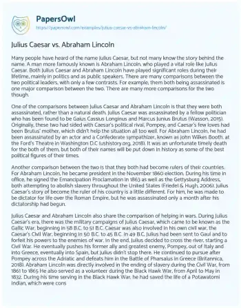 Essay on Julius Caesar Vs. Abraham Lincoln