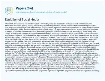 Essay on Evolution of Social Media