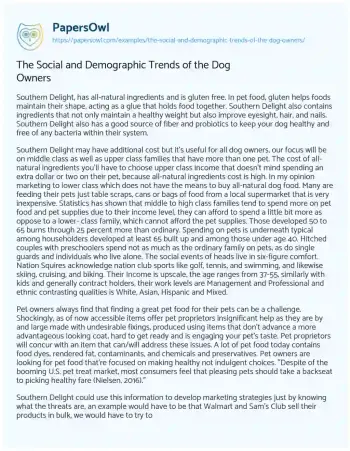 Essay on The Social and Demographic Trends of the Dog Owners