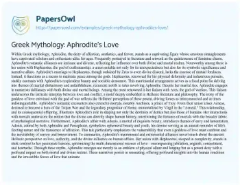 Essay on Greek Mythology: Aphrodite’s Love