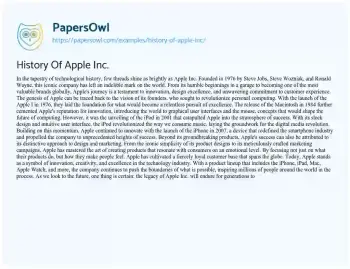 Essay on History of Apple Inc.