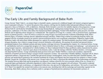 Essay on The Early Life and Family Background of Babe Ruth