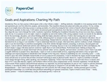 Essay on Goals and Aspirations: Charting my Path