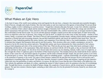 Essay on What Makes an Epic Hero