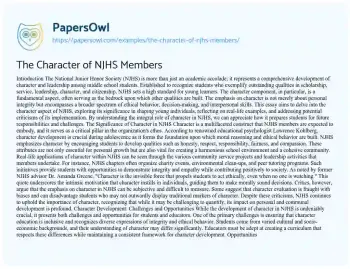 Essay on The Character of NJHS Members