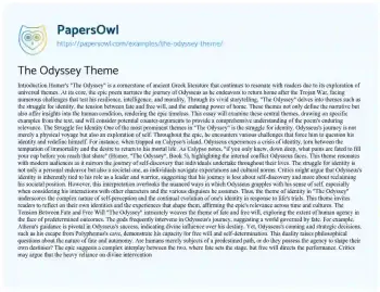 Essay on The Odyssey Theme