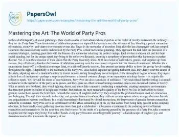 Essay on Mastering the Art: the World of Party Pros