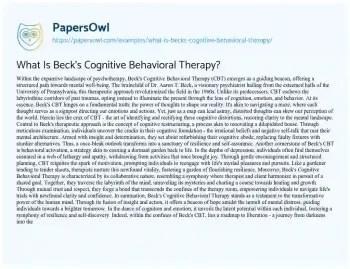 Essay on What is Beck’s Cognitive Behavioral Therapy?