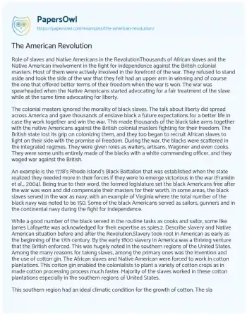 Essay on The American Revolution