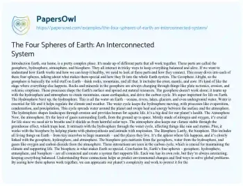 Essay on The Four Spheres of Earth: an Interconnected System