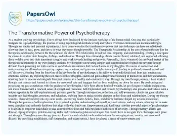 Essay on The Transformative Power of Psychotherapy